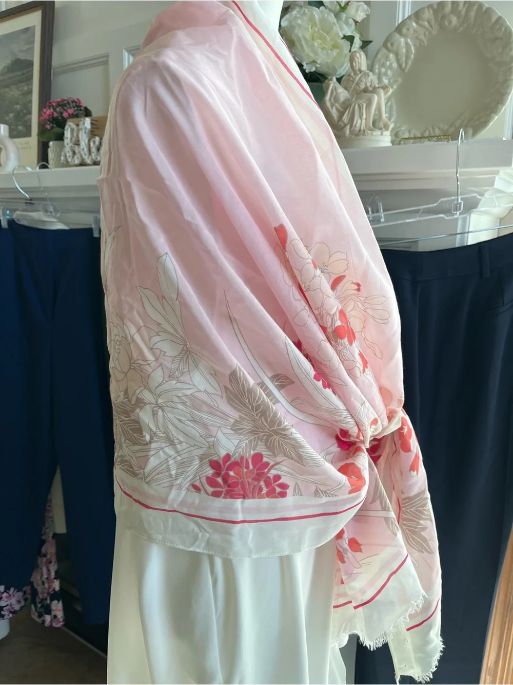 Talbots Pink & Cream Floral Scarf
